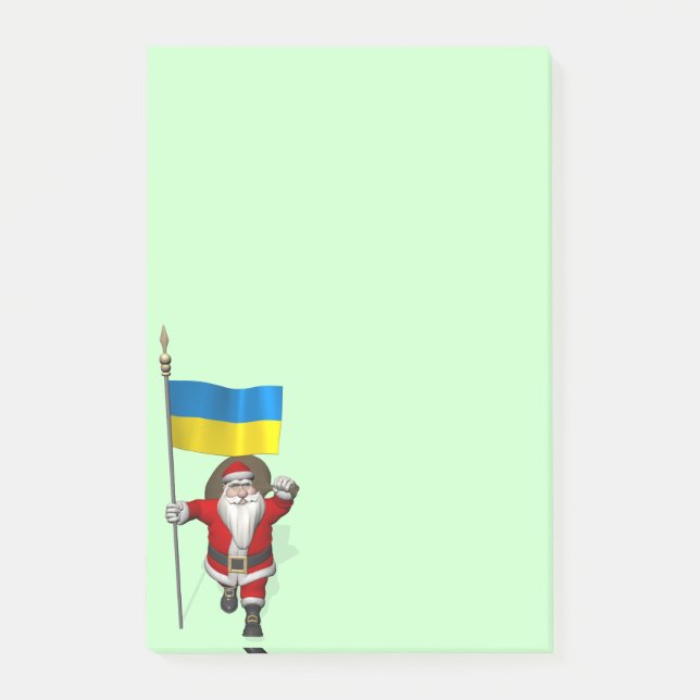 Post-it® Père Noël Avec L'Enseigne De L'Ukraine (Devant)