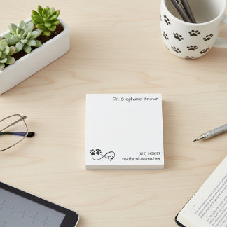 Post-it® Personalized Infinity Heart and Paws Post-it Notes