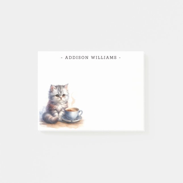 Post-it® Personalized Kitten and Coffee (Devant)