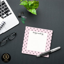 Post-it® Personalized Pink & Black Bow Script