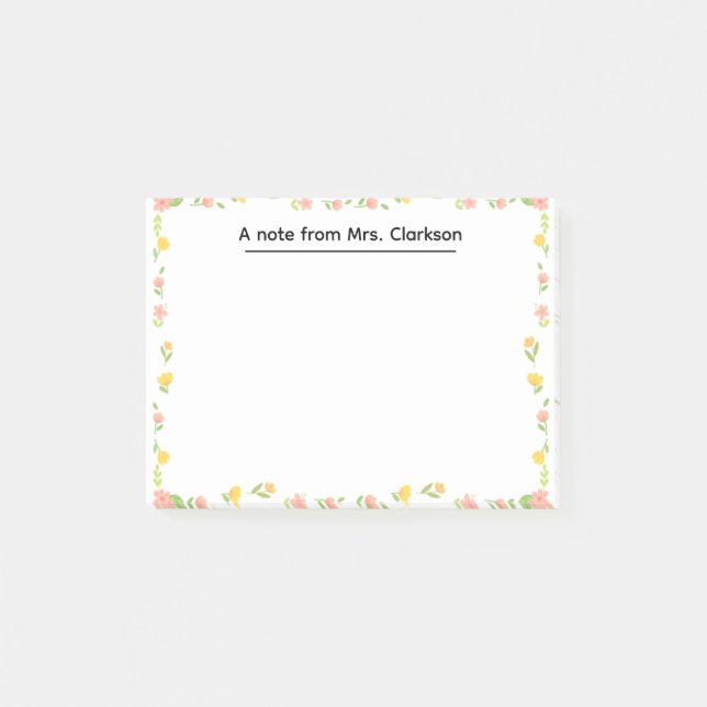 Post-it® Personalized Teacher Appreciation Floral spring (Devant)