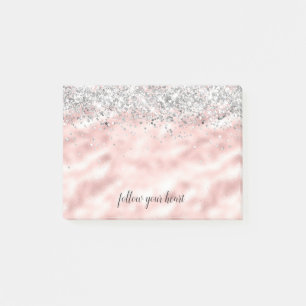 Post-it® Personnalisation du coeur rose d'argent Glam Girl