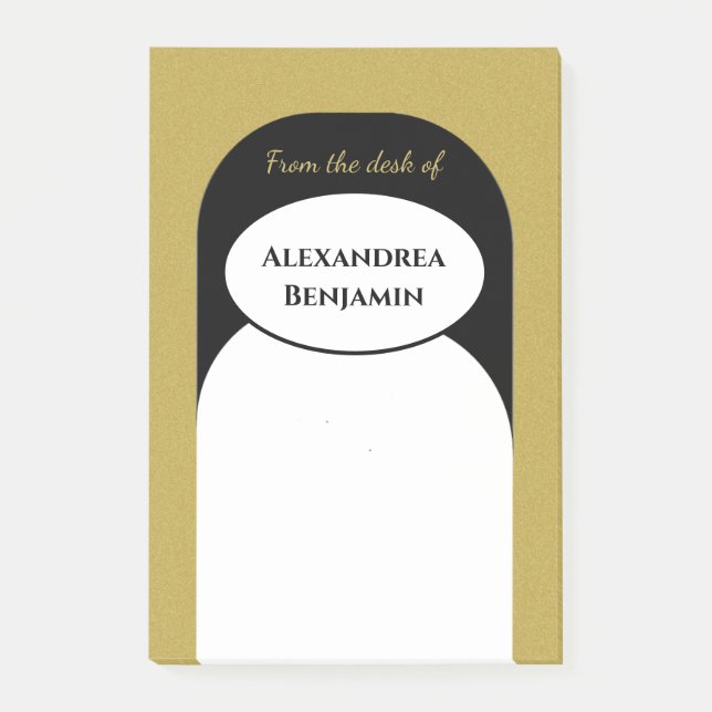 Post-it® Personnalisation moderne Gold Black Elegant Profes (Devant)