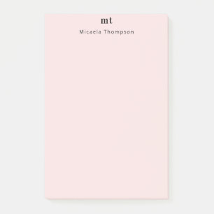 Post-it® Personnalisé à peine Rose + Initiales