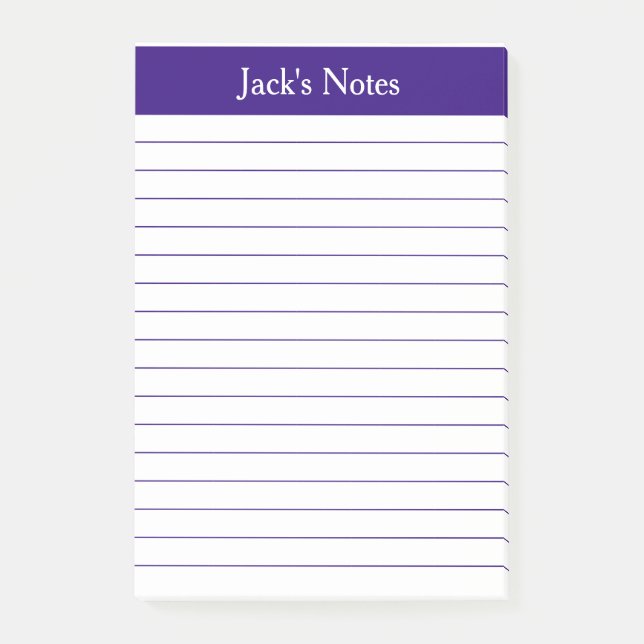 Post-it® Personnalisé avec ligne violet classique (Devant)