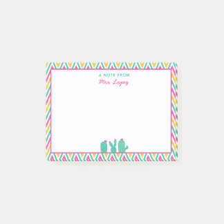 Post-it® Personnalisé Cute Cactus Enseignant Chevron