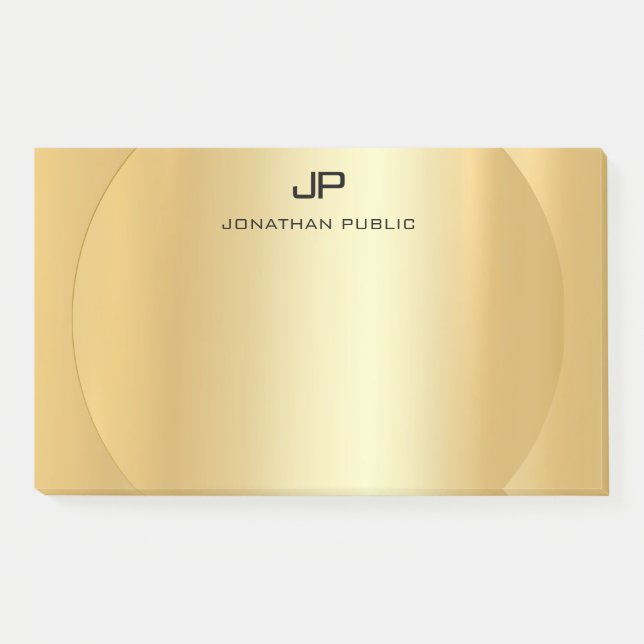 Post-it® Personnalisé Faux Gold Élégant Monogramme moderne (Devant)