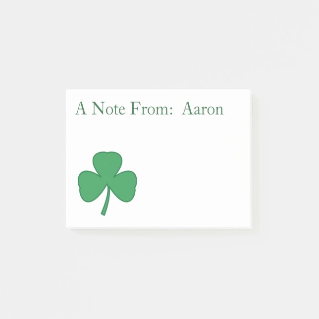 Post-it® Personnalisé Irish Shamrock Post It Notes Cadeau (Devant)