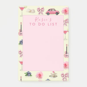 Post-it® Personnalisé Monogramme Coquette Cute Girl Rose Fe