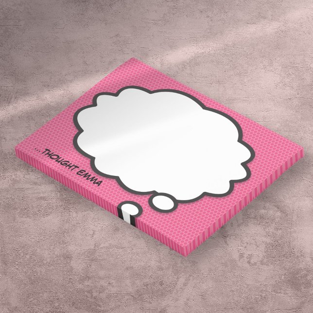 Post-it® Personnalisé Pink Comic Book Think Bubble (Personalized Pink Comic Book Think Bubble Post-it Notes)