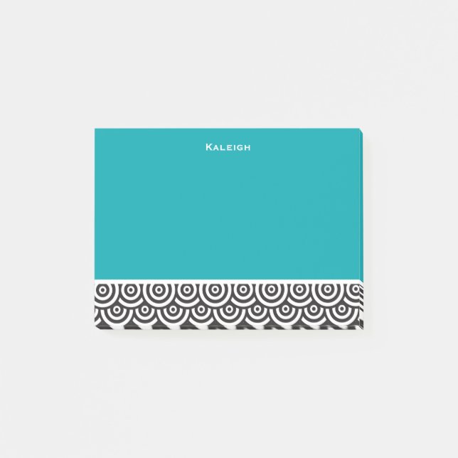 Post-it® Personnalisé Turquoise noir et blanc rétro (Devant)