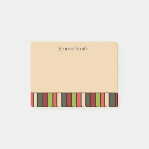 Post-it® Personnalisé Vert Orange Brun Rayé Rétro