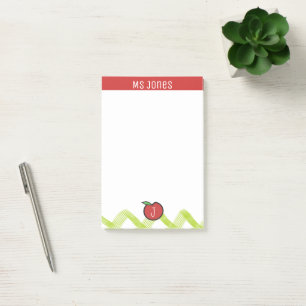 Post-it® Personnaliser le nom et Monogram Apple enseignant