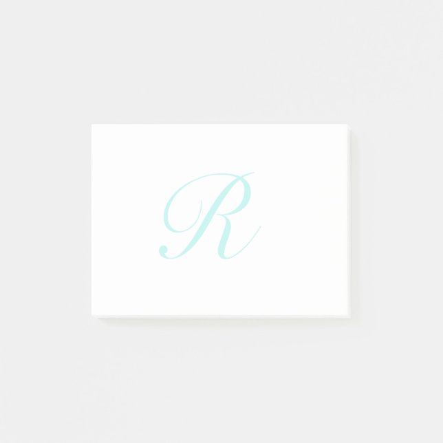 Post-it® Personnaliser Monogramme de script, Turquoise lége (Devant)