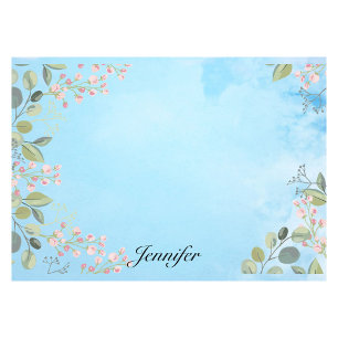 Post-it® Personnaliser Nom Blue Sky Simple Frontière Floral
