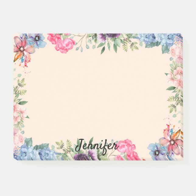 Post-it® Personnaliser Nom Flower Border Floral (Créateur téléchargé)