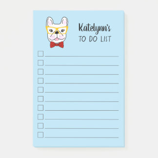 Post-it® Petit Français mignon| Bleu| Personnalisé