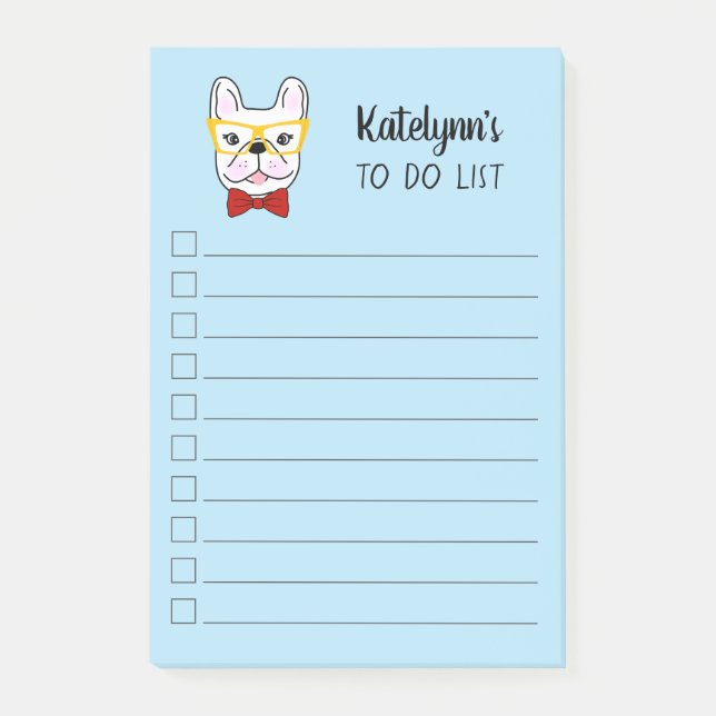 Post-it® Petit Français mignon| Bleu| Personnalisé (Devant)