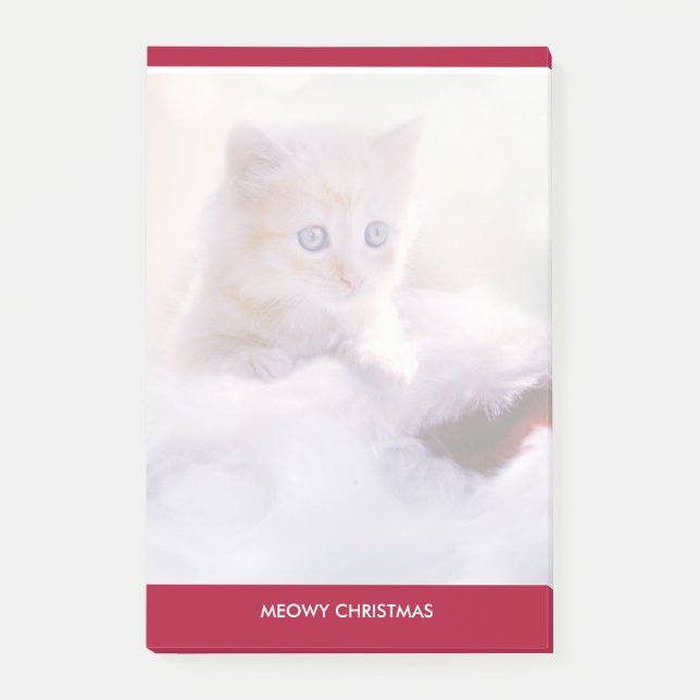 Post-it® Petit Kitten reposant sur un chapeau de Noël Meowy (Devant)