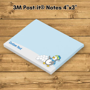 Post-it® Petit manchot avec boule de neige faisant signe av