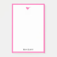 Petit oiseau rose vif et bordure blanche