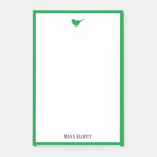 Post-it® Petit oiseau vert brillant et bordure en blanc