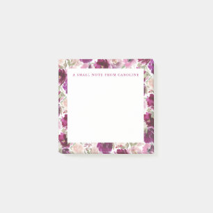 Post-it® Petit pense-bête rose floral aquarelle