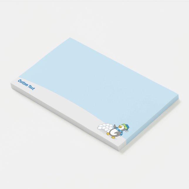Post-it® Petit pingouin avec boules de neige agitant Post-i (Incliné)
