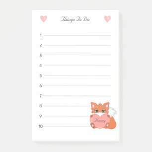 Post-it® Petit renard et liste de choses à faire