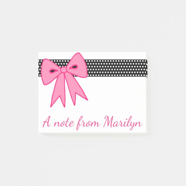 Post-it® Petite fille personnalisée Retro Pink Bow Notes Ca (Devant)