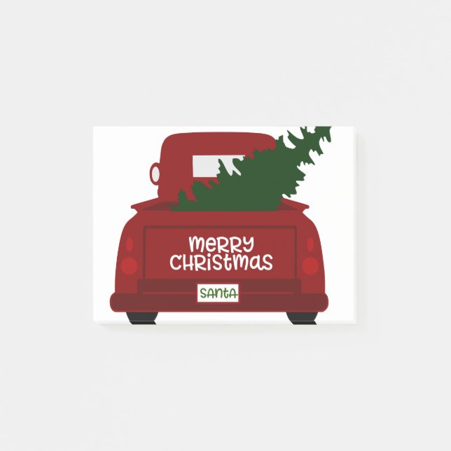 Post-it® Peu de camion rouge d'arbre de Noël de Père Noël (Devant)