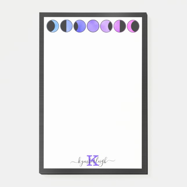 Post-it® Phases de la lune de glam Nom du monogramme Moyen  (Devant)