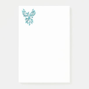 Post-it® Phoenix bleu se lève sur blanc