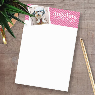 Post-it® Photo avec Hot Pink Chevron Motif Nom personnalis