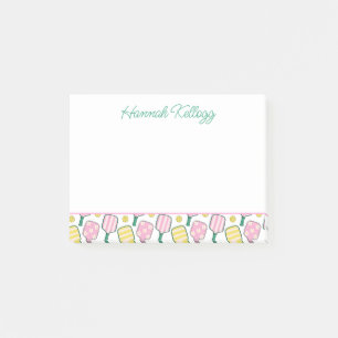 Post-it® Pickleball rose et jaune Preppy Personnalisé