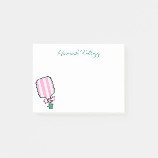 Post-it® Pickleball rose et vert Preppy Personnalisé (Devant)