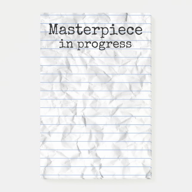 Post-it® Pièce maîtresse en cours sur Ruled Crumpled 4x6 (Devant)