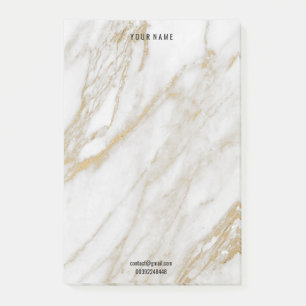 Post-it® Pierre de marbre blanc minimal Nom de luxe Adresse