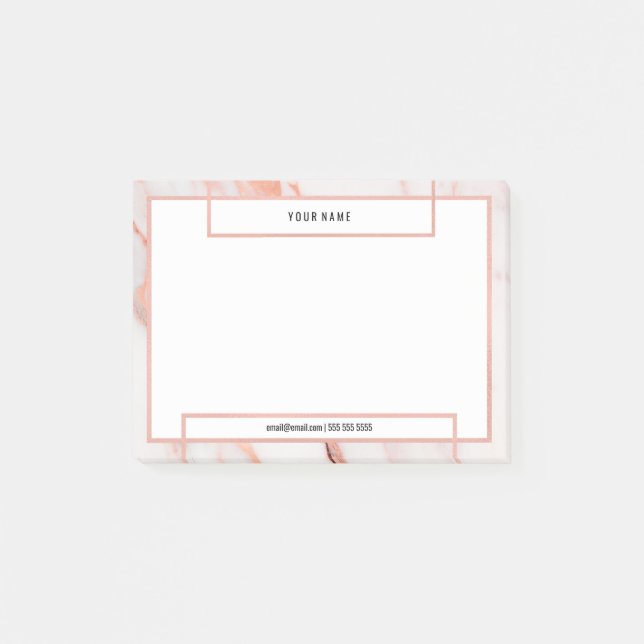 Post-it® Pierre en marbre blanc rose minimaliste en pierre  (Devant)
