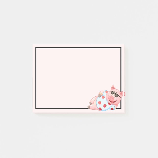 Post-it® Pig cool dans les lunettes de soleil Notes post-it (Devant)