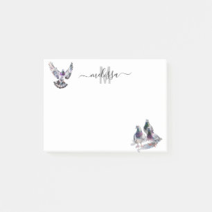 Post-it® Pigeon Aquarelle Monogramme Personnalisé