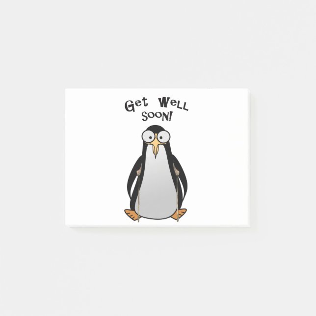 Post-it® Pingouin de dessin animé sur béquilles - bien bien (Devant)