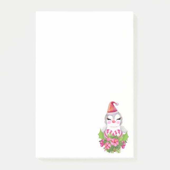 Post-it® Pingouin de Noël mignon à Santa Hat (Devant)