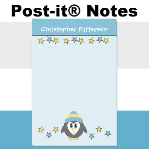 Post-it® Pingouin mignon étoiles nom enfants bleu jaune