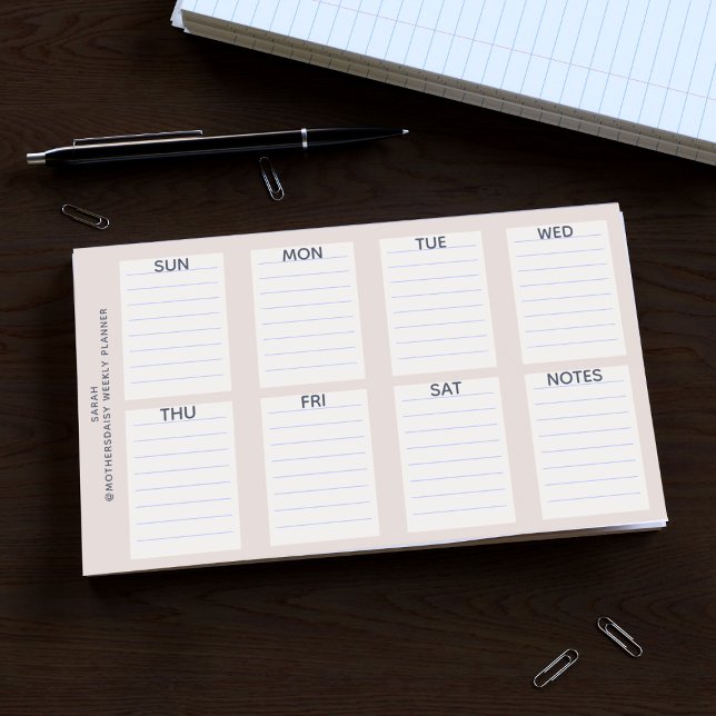 Post-it® Pink Daily Weekly Planner gros billet il Notes (Add your name and swap the days around if you like to this really useful weekly planner post it note)