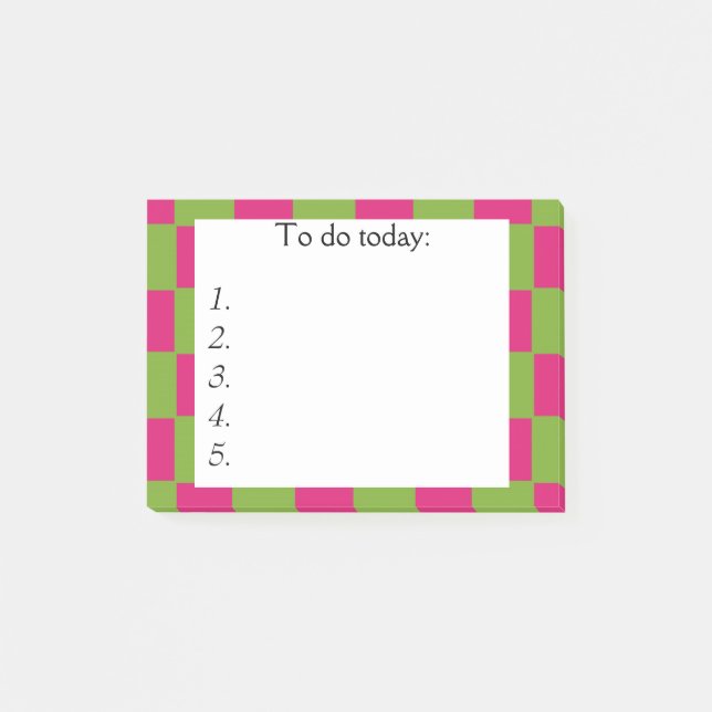 Post-it® Pink et vert vif À damiers Publier la note (Devant)