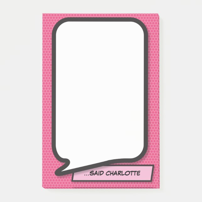 Post-it® Pink Fun Moderne Discours Personnalisé Bulle (Devant)