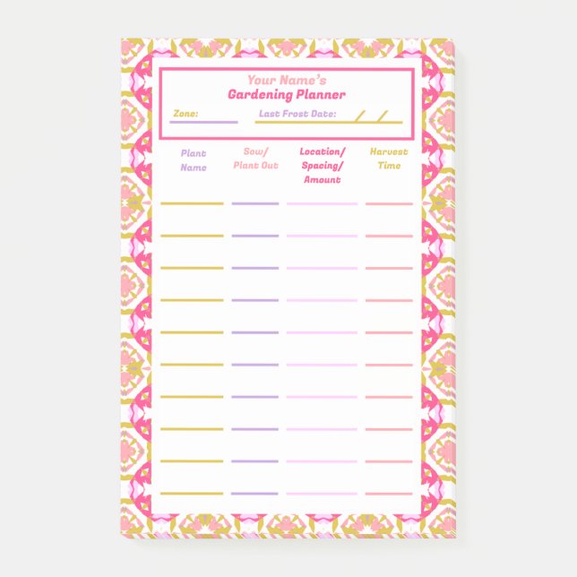 Post-it® Pink Gardening Planner Allotissement Homestead Pla (Devant)