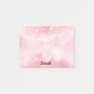 Post-it® Pink Hearts Ajouter un nom joli cadeau de bureau