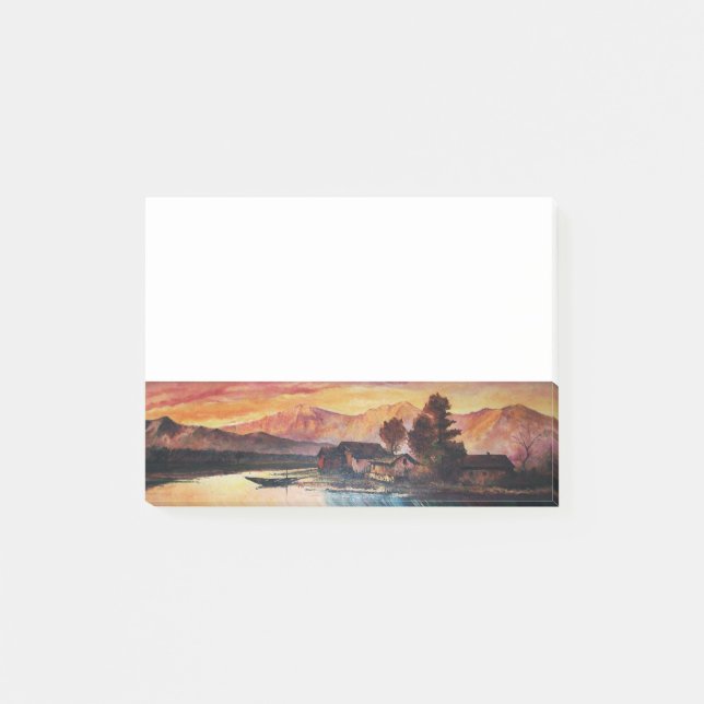 POST-IT® PINK MOUNTAINS LAC ALPINE SUNSET PAYSAGE (Devant)